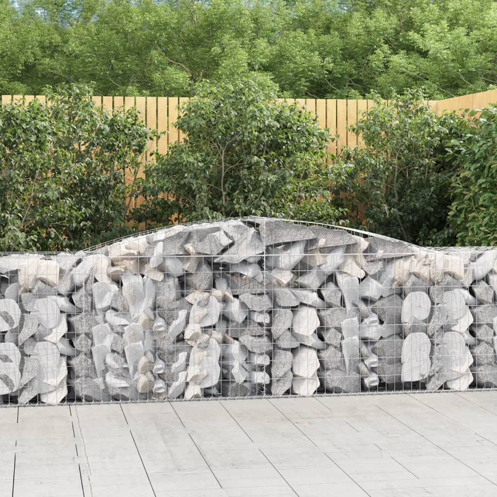 VidaXL Gabionen 3 Stück gebogen 400x50x80 100 cm verzinktes Eisen