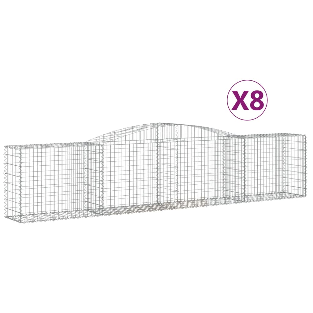 VidaXL Gabionen 8 Stück gebogen 400x50x80 100 cm verzinktes Eisen