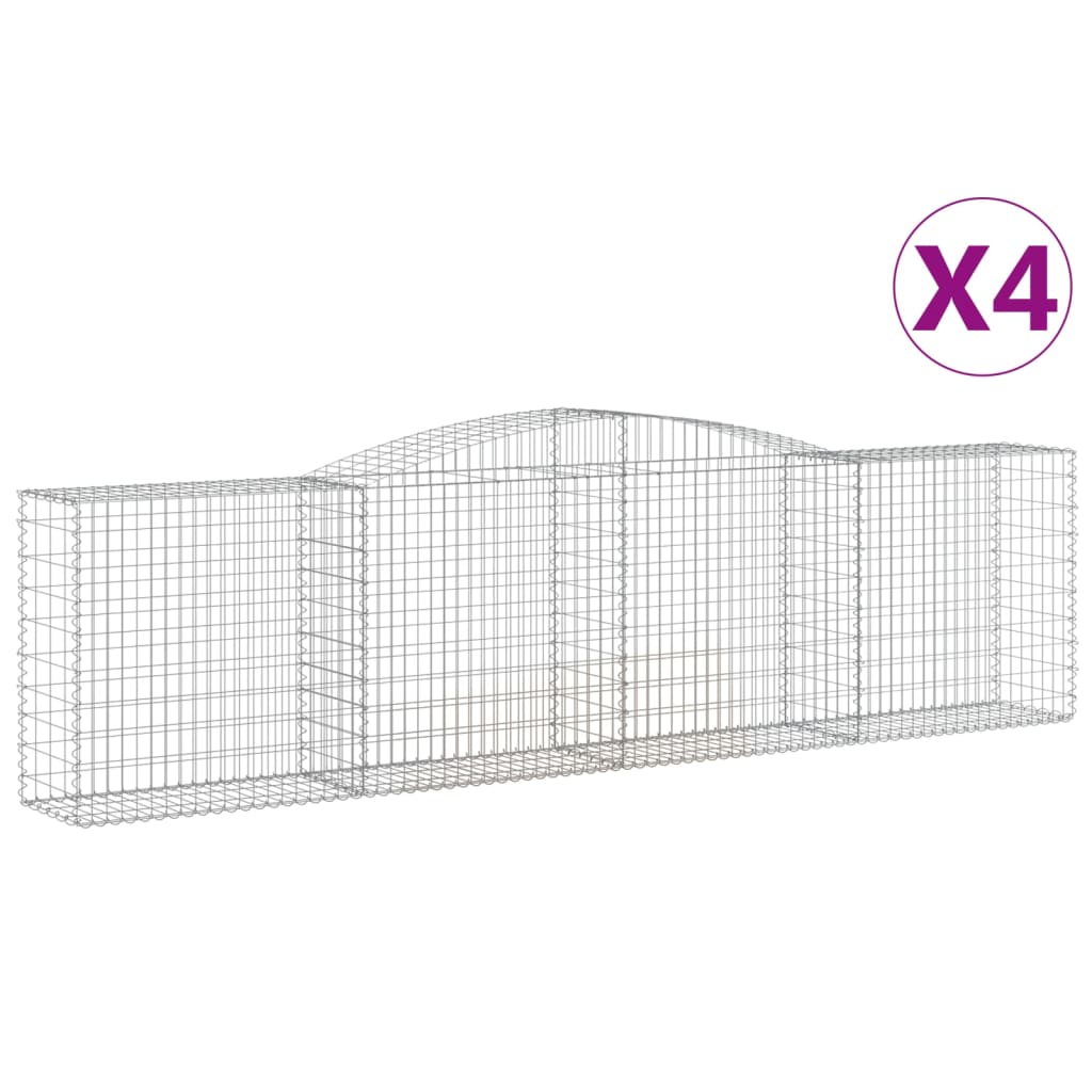 VidaXL Gabionen 4 Stück gebogen 400x50x100 120 cm Eisen