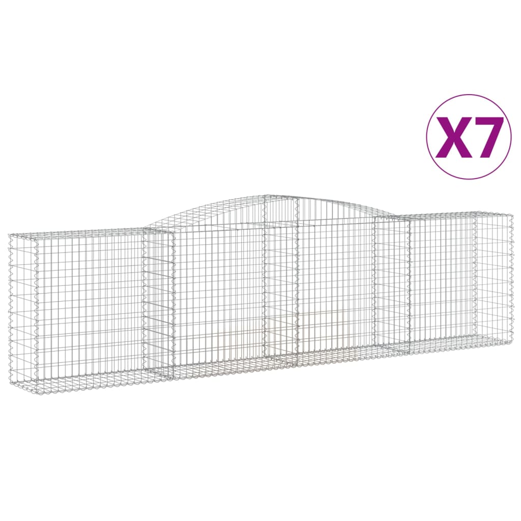 VidaXL Gabionen 7 Stk. gebogen 400x50x100 120 cm Eisen