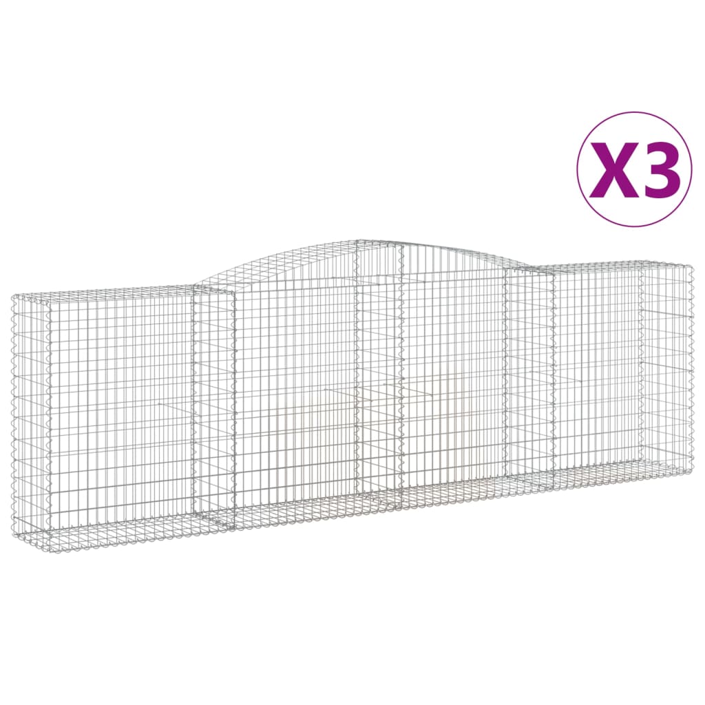 VidaXL Gabionen 3 Stück gebogen 400x50x120 140 cm Eisen
