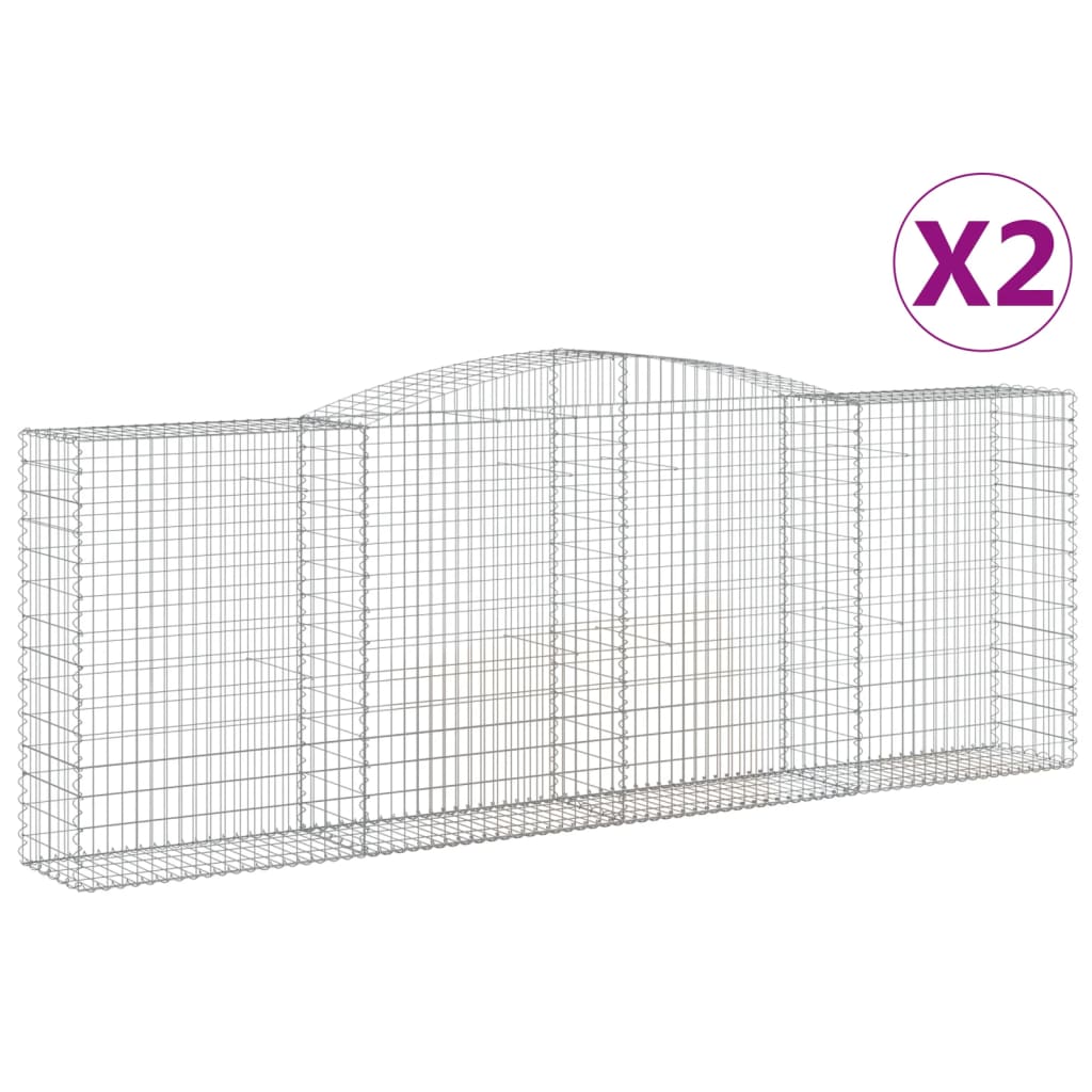 VidaXL Gabionen 2 Stück gebogen 400x50x140 160 cm Eisen