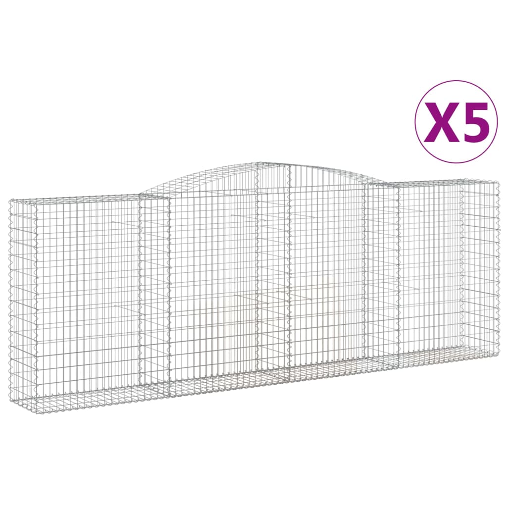 VidaXL Gabionen 5 Stück gebogen 400x50x140 160 cm Eisen