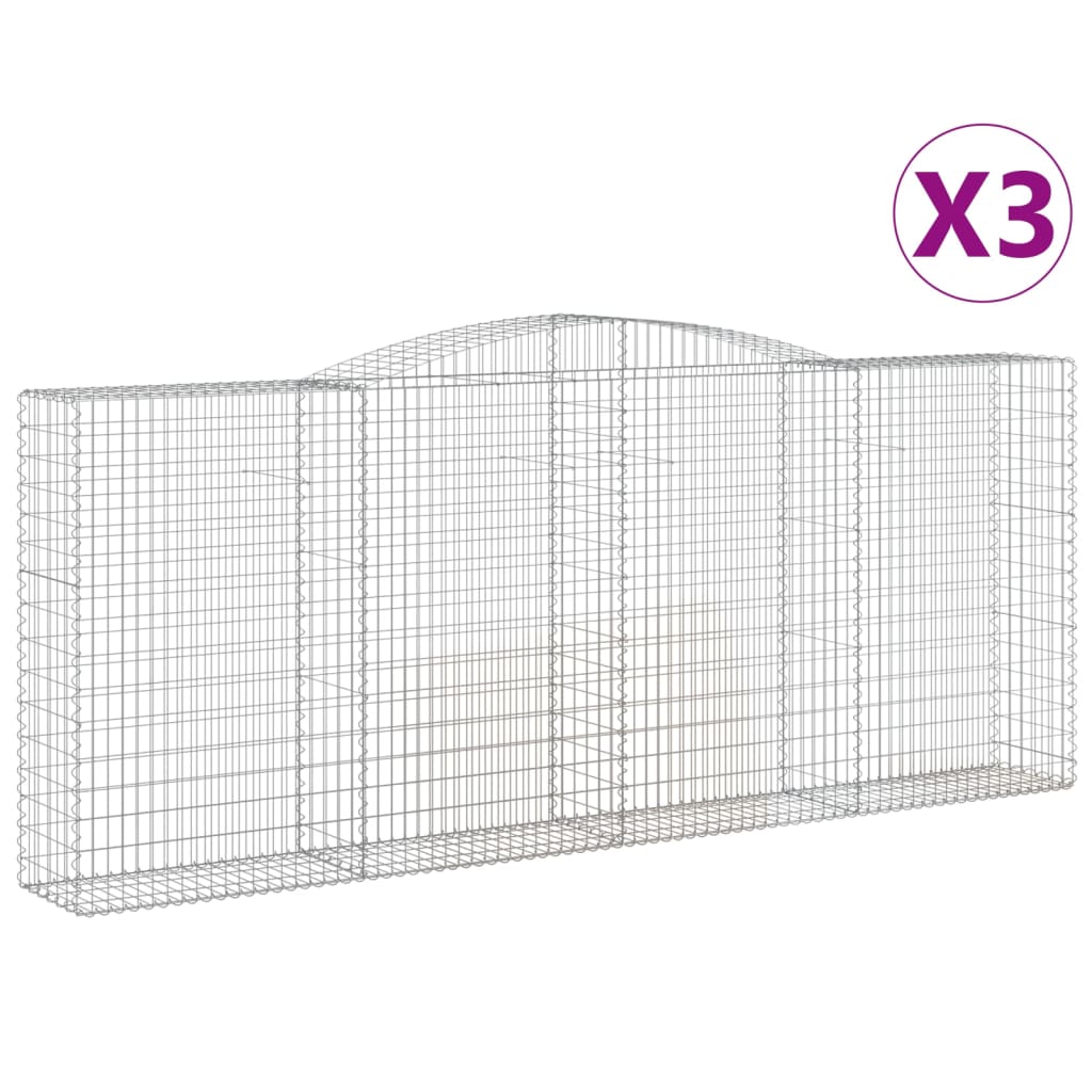 VidaXL Gabionen 3 Stück gebogen 400x50x160 180 cm Eisen