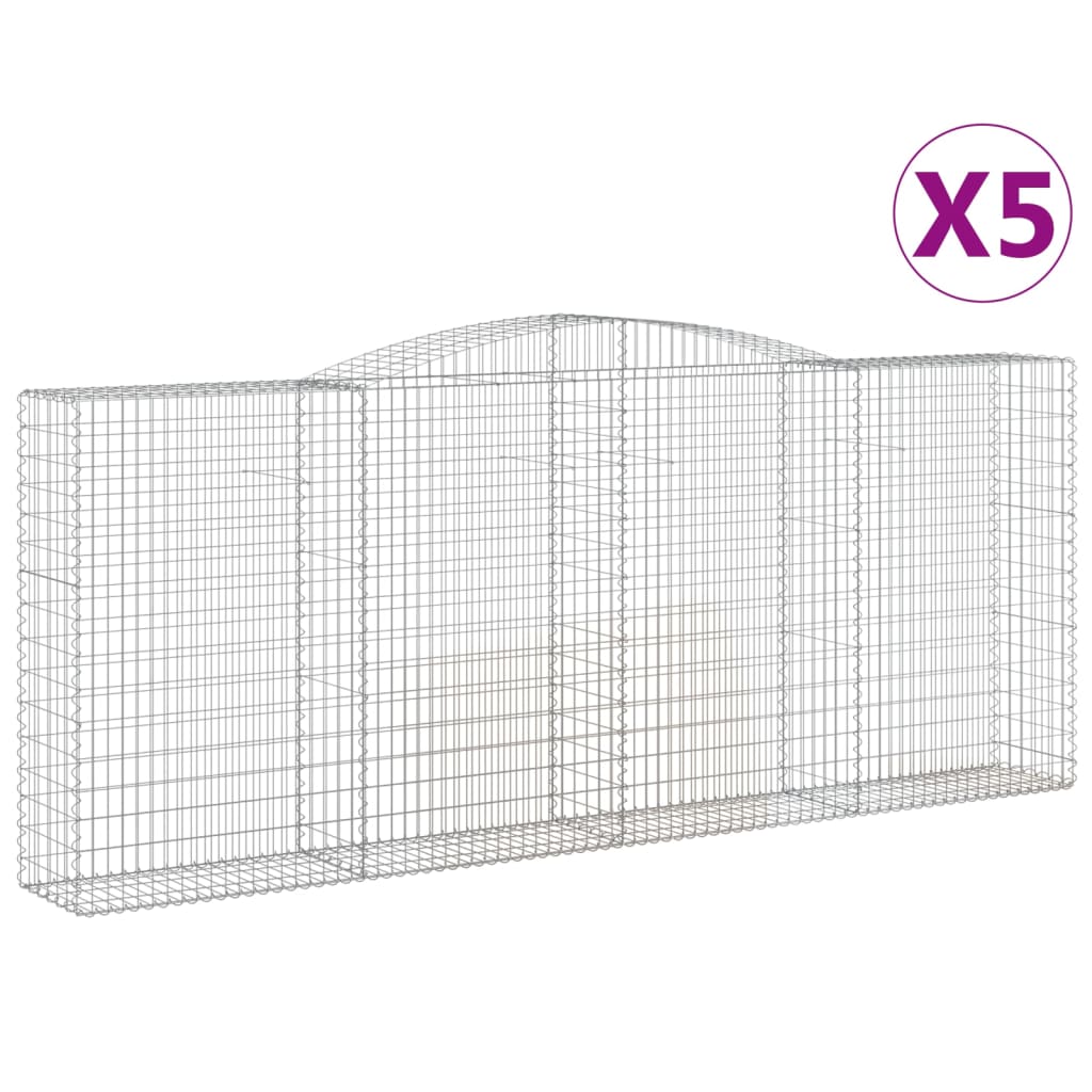 VidaXL Gabionen 5 Stück gebogen 400x50x160 180 cm Eisen