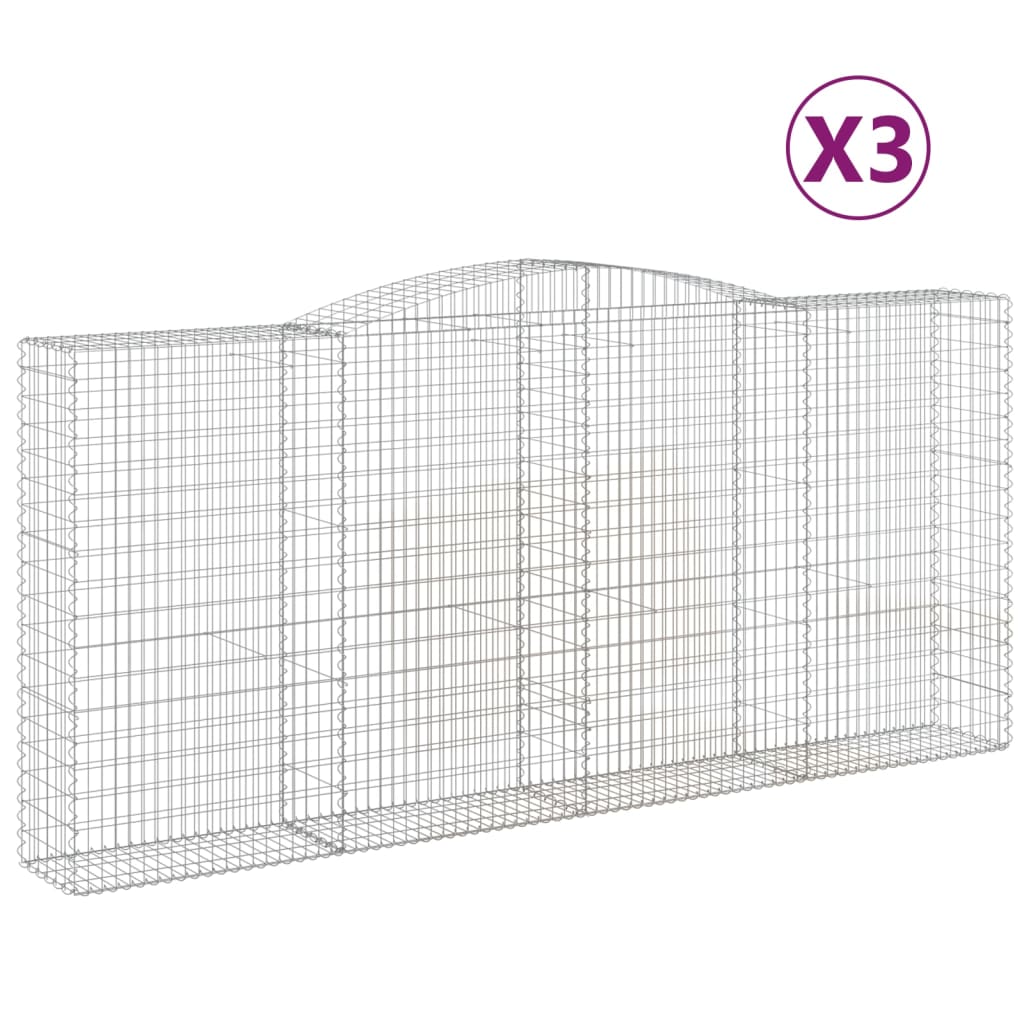 VidaXL Gabionen 3 Stück gebogen 400x50x180 200 cm Eisen