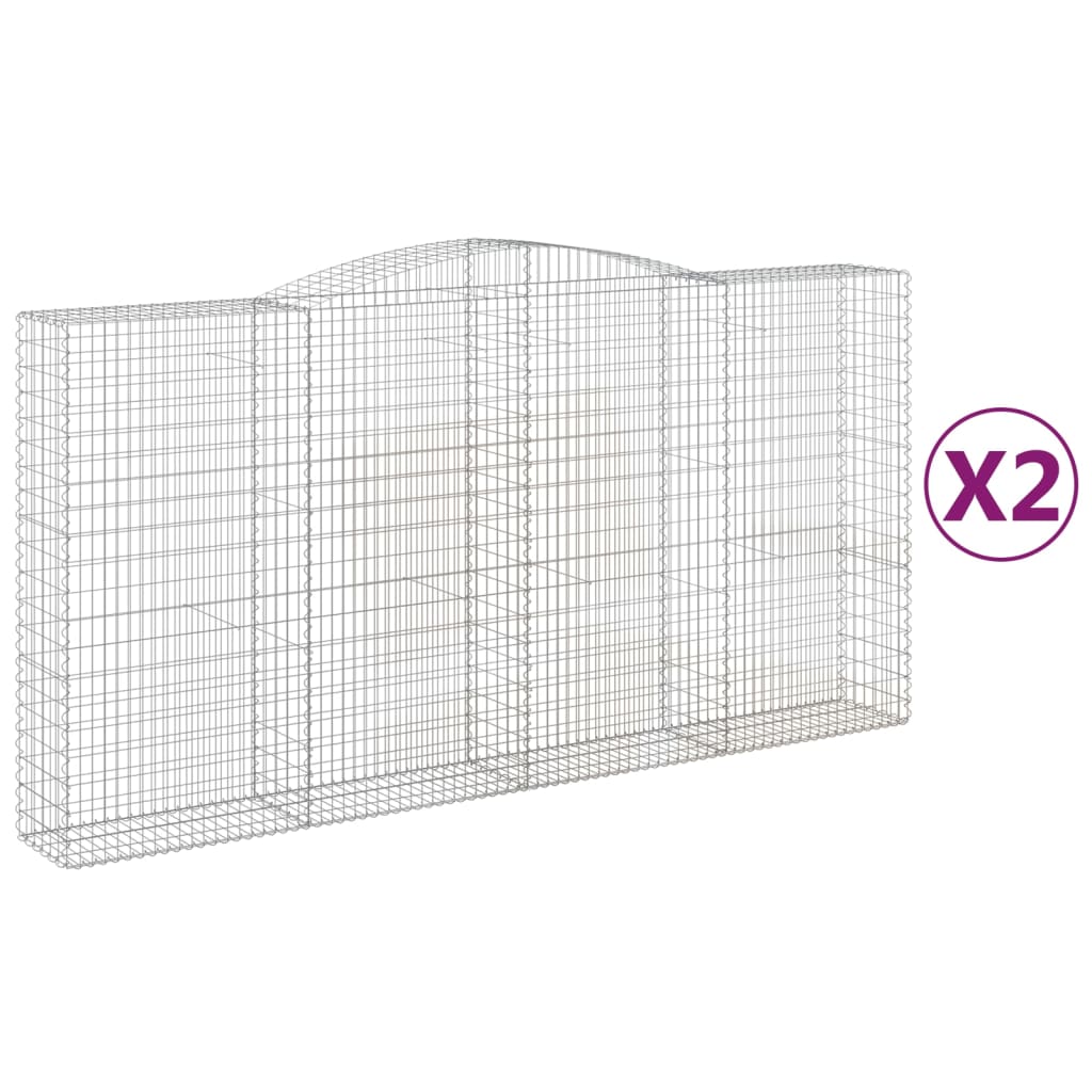 VidaXL Gabionen 2 Stück gebogen 400x50x200 220 cm Eisen