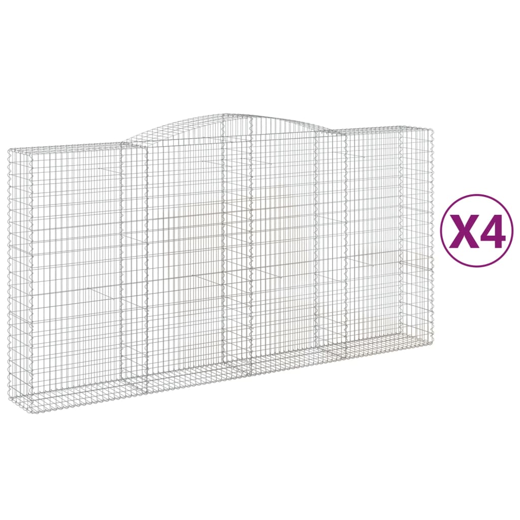 VidaXL Gabionen 4 Stück gebogen 400x50x200 220 cm Eisen