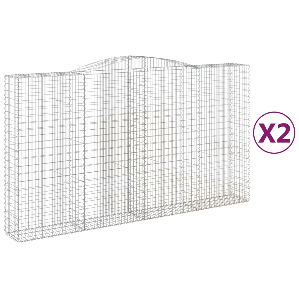 VidaXL Gabionen 2 Stück gebogen 400x50x220 240 cm Eisen