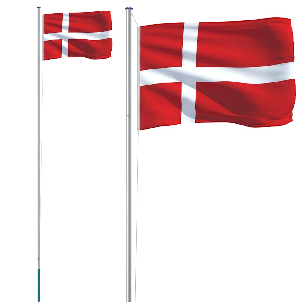 VidaXL Flagge mit Fahnenmast Dänemark 6,23 m Aluminium