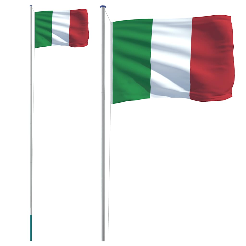 VidaXL Flagge mit Fahnenmast Italien 6,23 m Aluminium