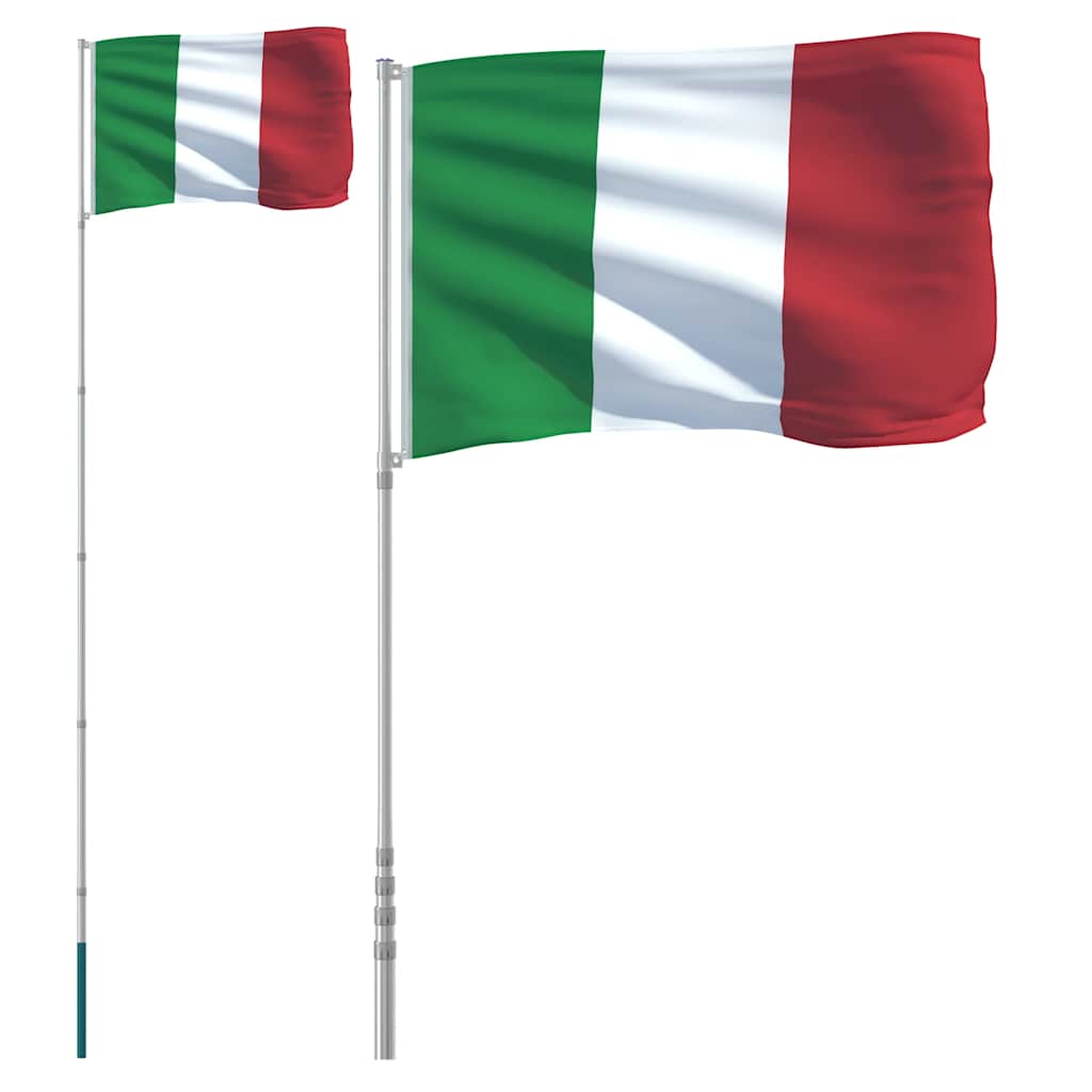 VidaXL Flagge mit Fahnenmast Italien 5,55 m Aluminium