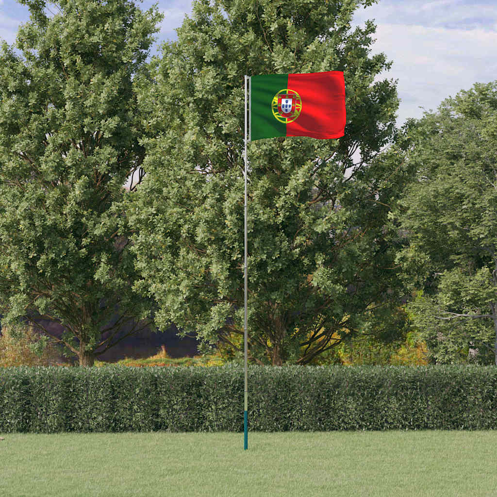 Vidaxl vlag met vlaggenmast portugal 5,5 m aluminium
