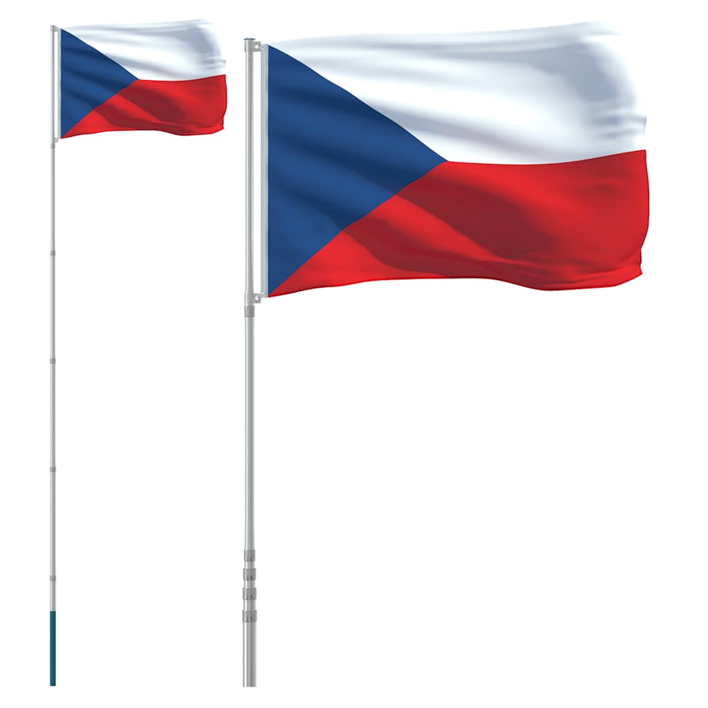 VidaXL Flagge mit Fahnenmast Tschechien 5,55 m Aluminium
