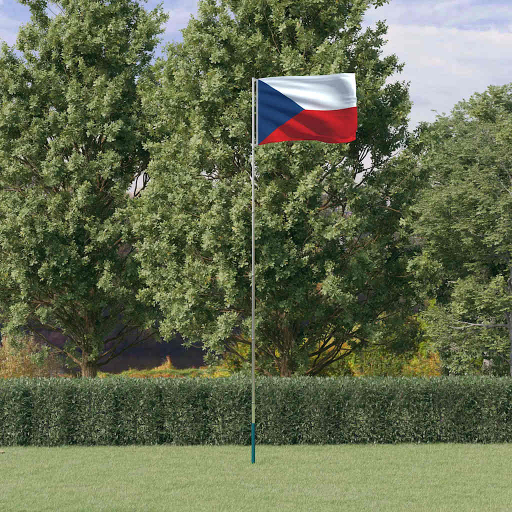 VidaXL Flagge mit Fahnenmast Tschechien 5,55 m Aluminium