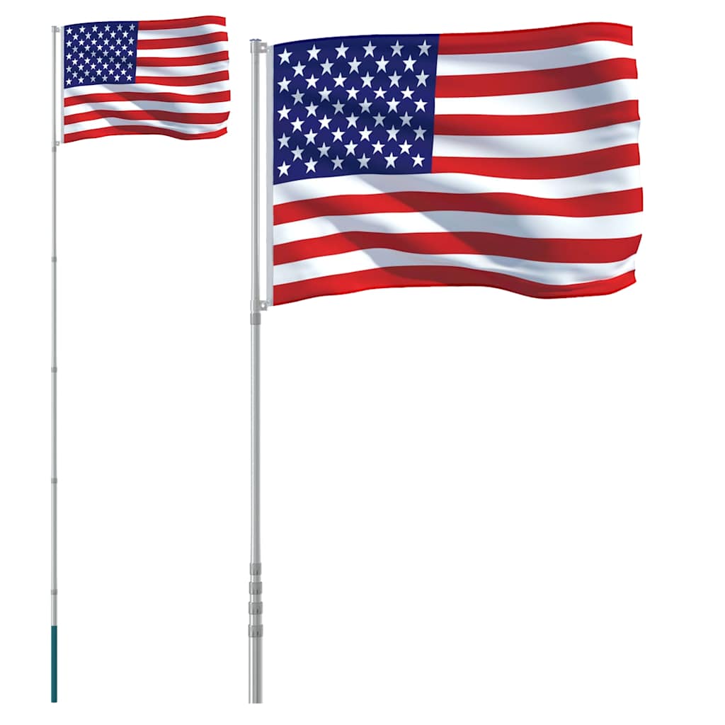 VidaXL Flagge mit Fahnenmast Vereinigte Staaten 5,55 m Aluminium