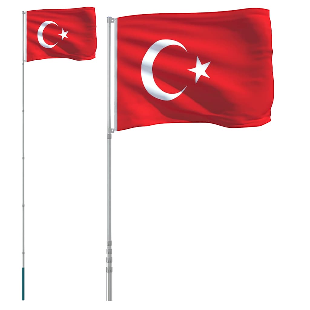 Vidaxl vlag met vlaggenmast turkije 5,5 m aluminium