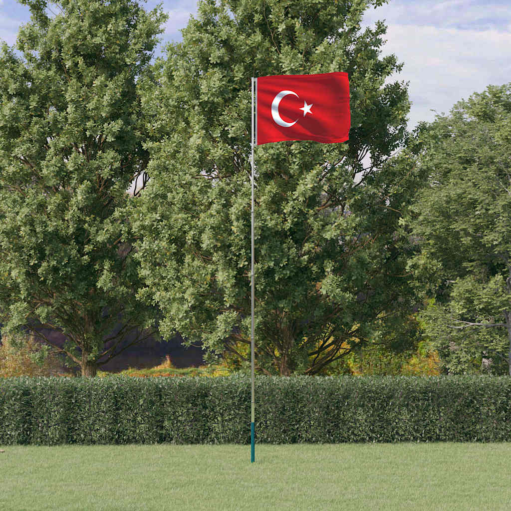 Vidaxl vlag met vlaggenmast turkije 5,5 m aluminium