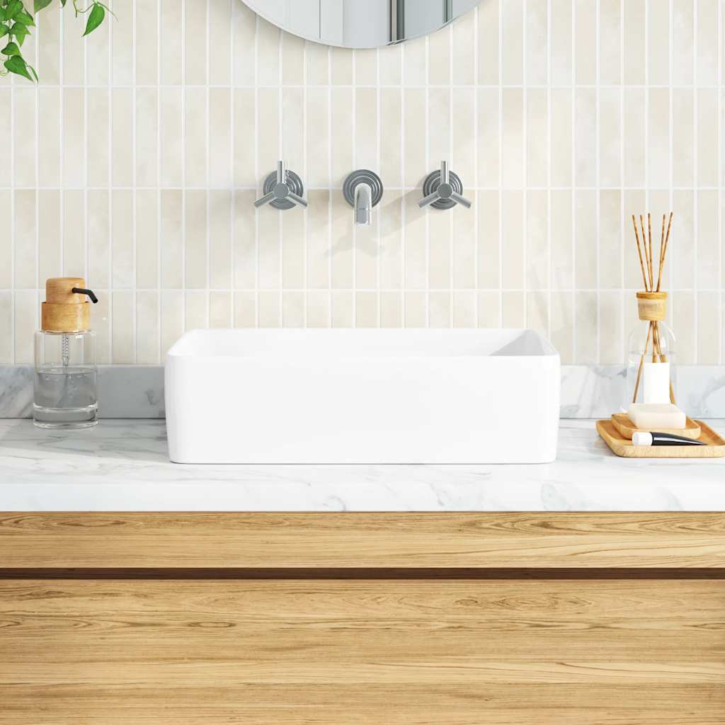 Vidaxx Spüle 48x37x13 rechteckig aus Keramik weiß