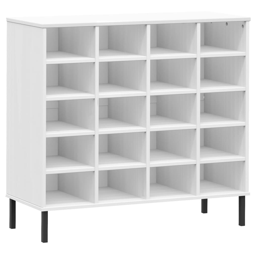 VidaXL Schuhregal mit Metallbeinen Oslo 95x35x86 cm Kiefernholz weiß