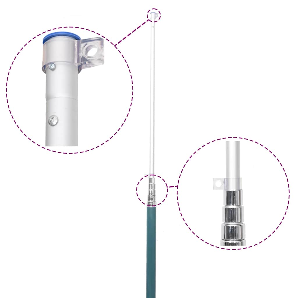 Vidaxx Fahnenmast Teleskop 5,55 m Aluminium silberfarben