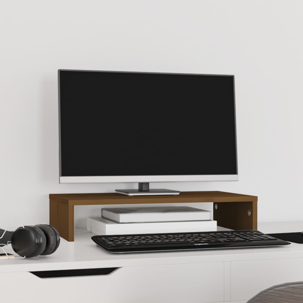 Vidaxx Monitorständer 50x27x10 cm massives Kiefernholz honigbraun