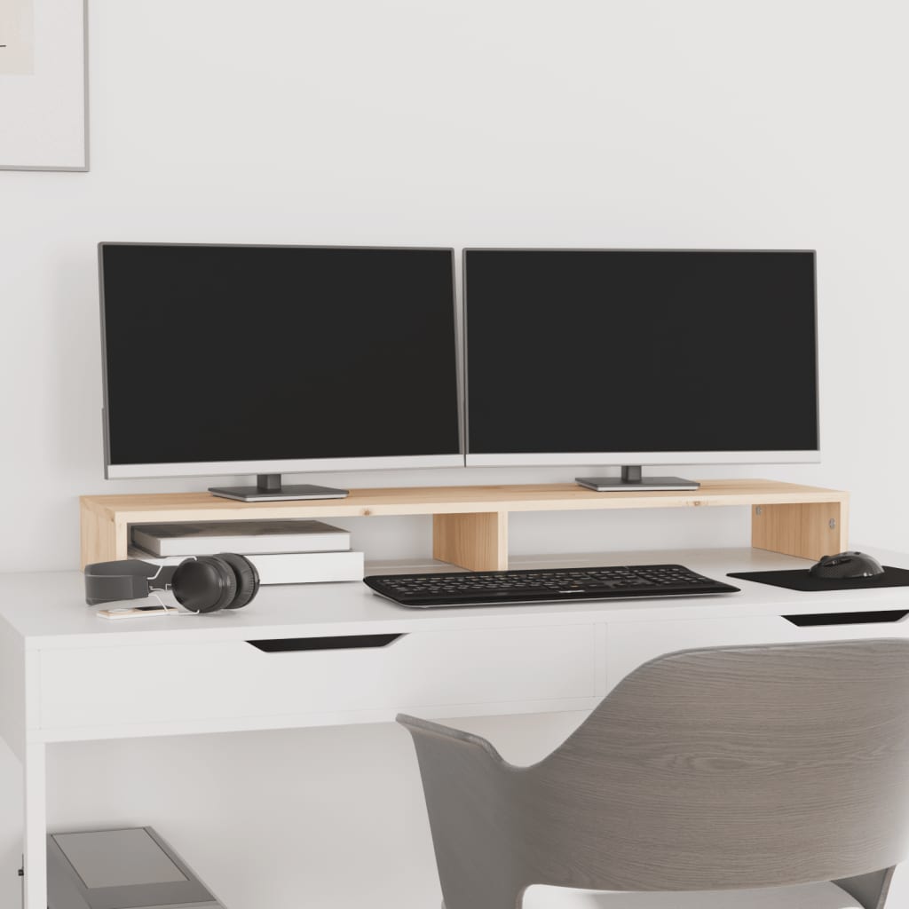 Vidaxxl Monitorständer 100x27x10 cm massives Kiefernholz