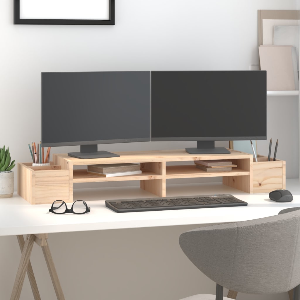 Vidaxl monitorstandaard 100x27,5x15 cm massief grenenhout