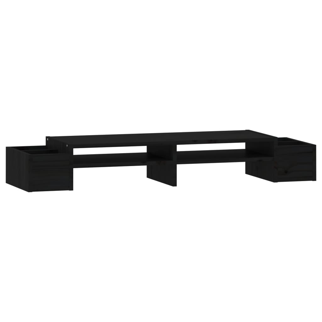 VidaXL Monitorständer 100x27,5x15 cm massives Kiefernholz schwarz