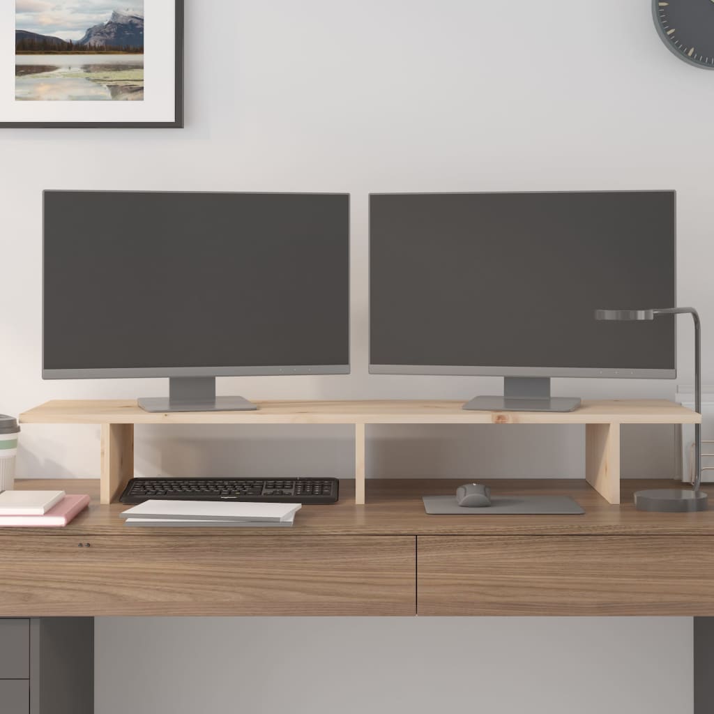 Vidaxxl Monitorständer 100x27x15 cm massives Kiefernholz
