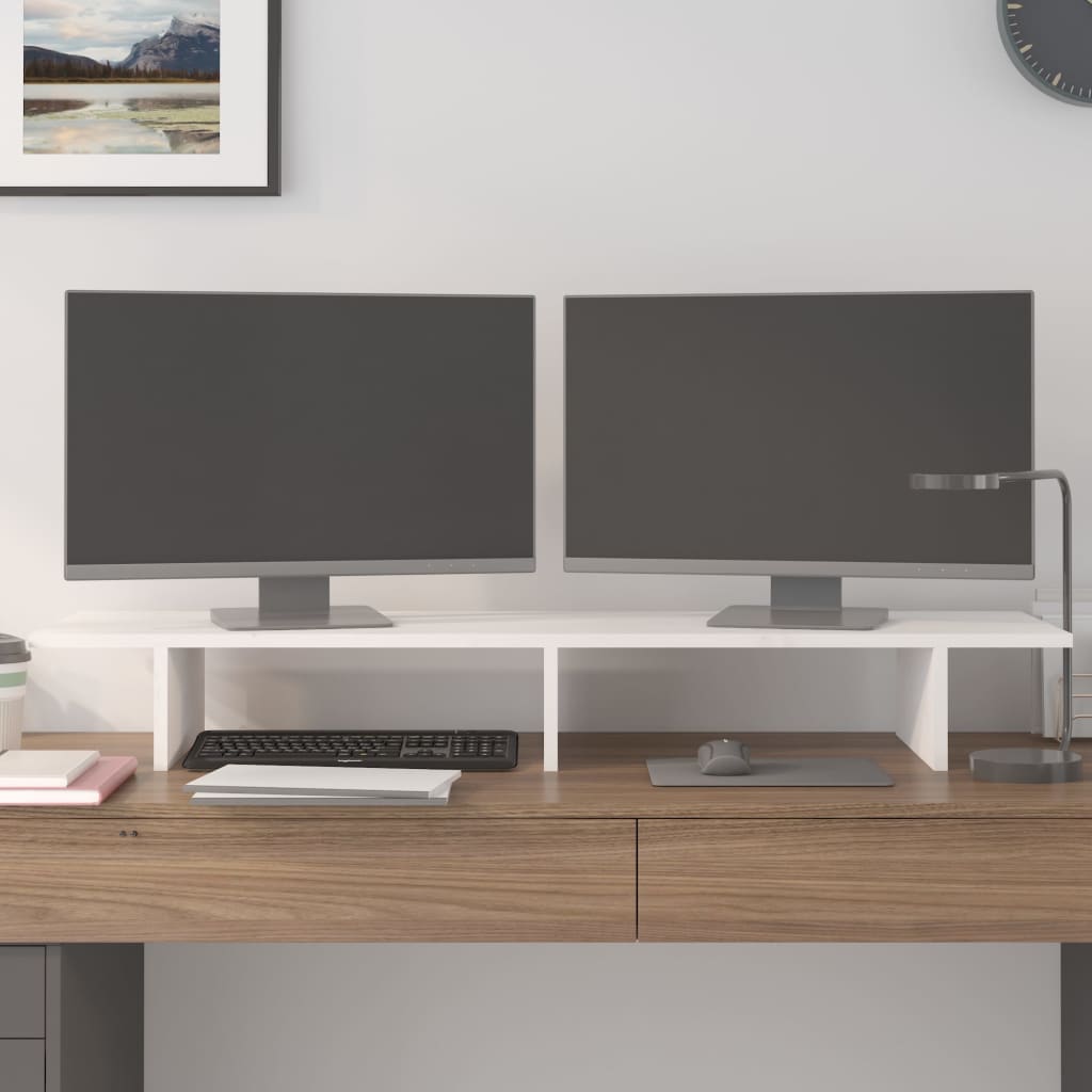 Vidaxx Monitorständer 100x27x15 cm massives Kiefernholz weiß