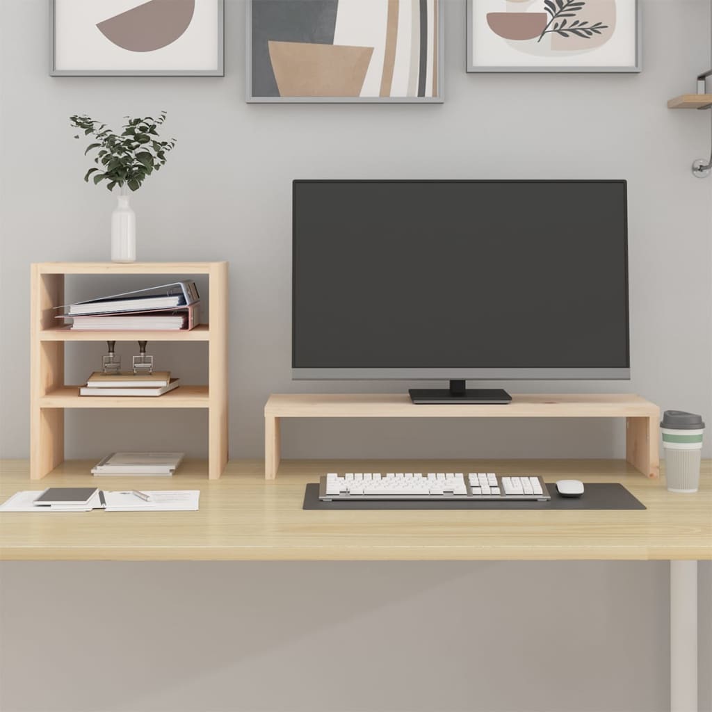 Vidaxxl Monitorständer 81x20x30 cm massives Kiefernholz