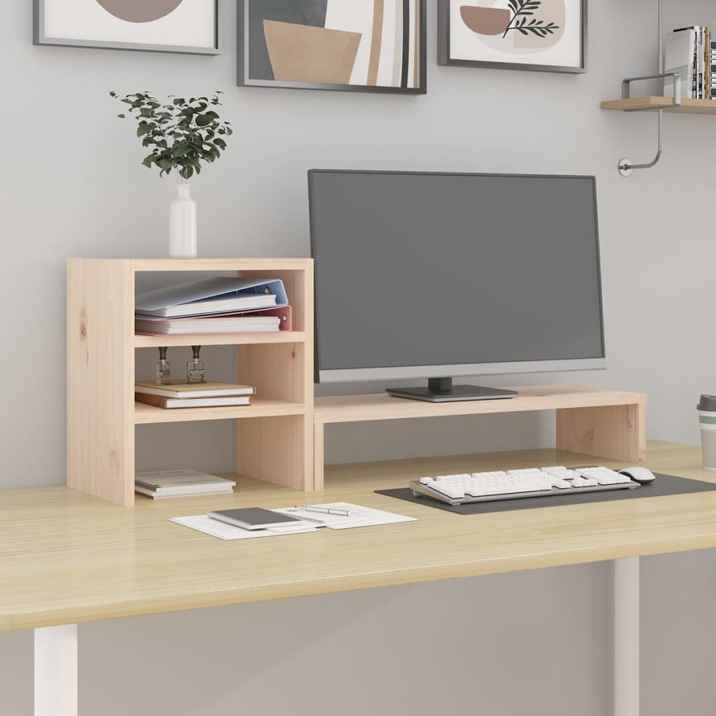 Vidaxxl Monitorständer 81x20x30 cm massives Kiefernholz