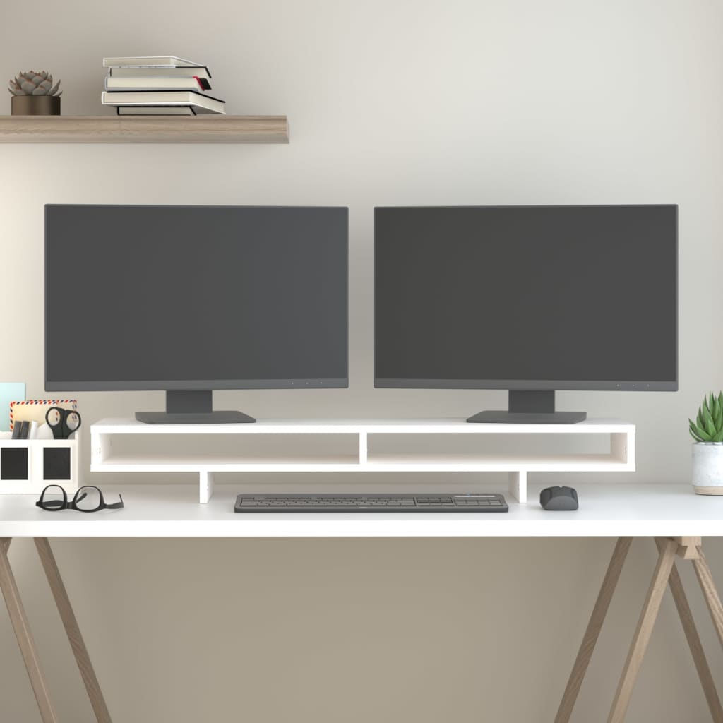 VidaXL Monitorständer 100x27x14 cm massives Kiefernholz weiß