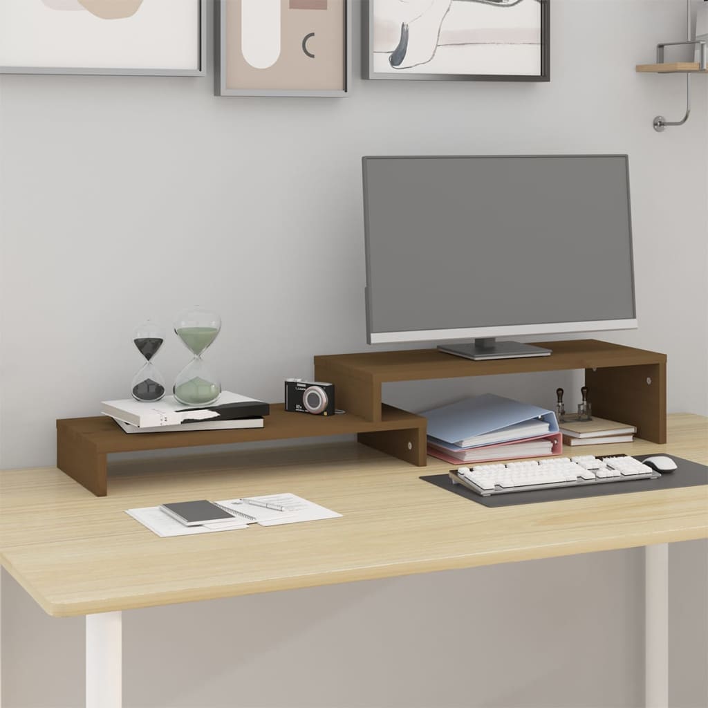 VidaXL Monitorständer (52-101)x22x14 cm Kiefernholz honigbraun