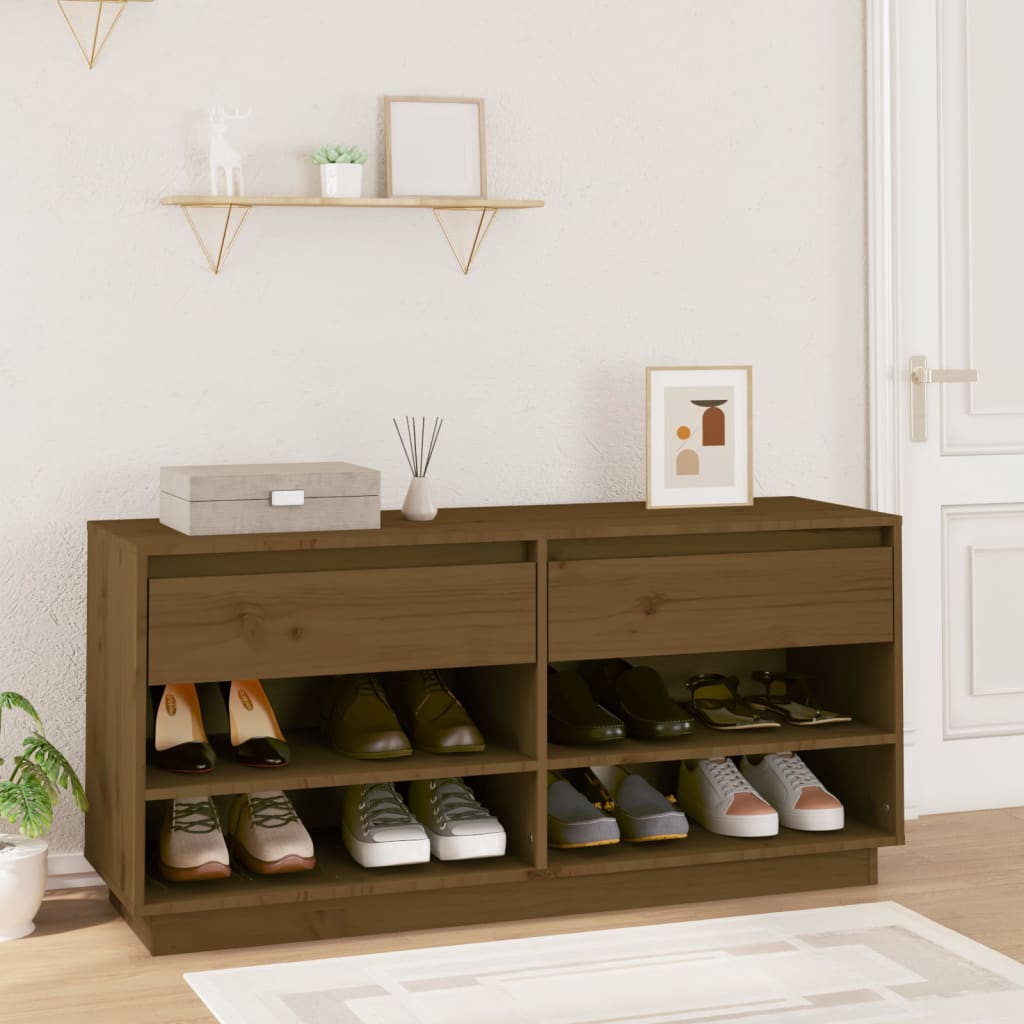 Vidaxx Schuhschrank 110x34x52 cm massives Kiefernholz honigbraun
