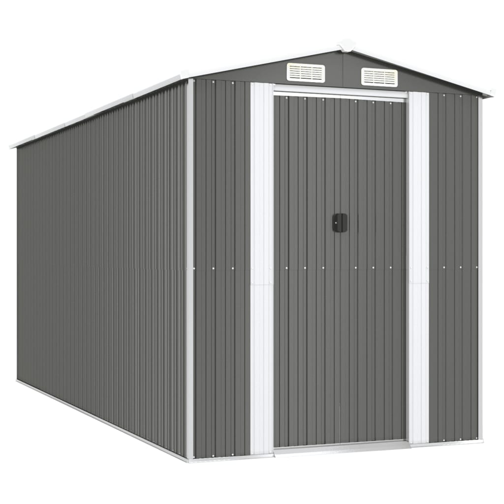 VidaXL Gartenhaus 192x440x223 cm verzinkter Stahl hellgrau