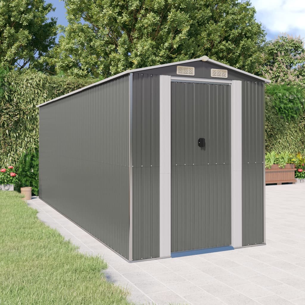 VidaXL Gartenhaus 192x523x223 cm verzinkter Stahl hellgrau