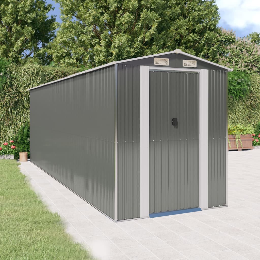 VidaXL Gartenhaus 192x606x223 cm verzinkter Stahl hellgrau