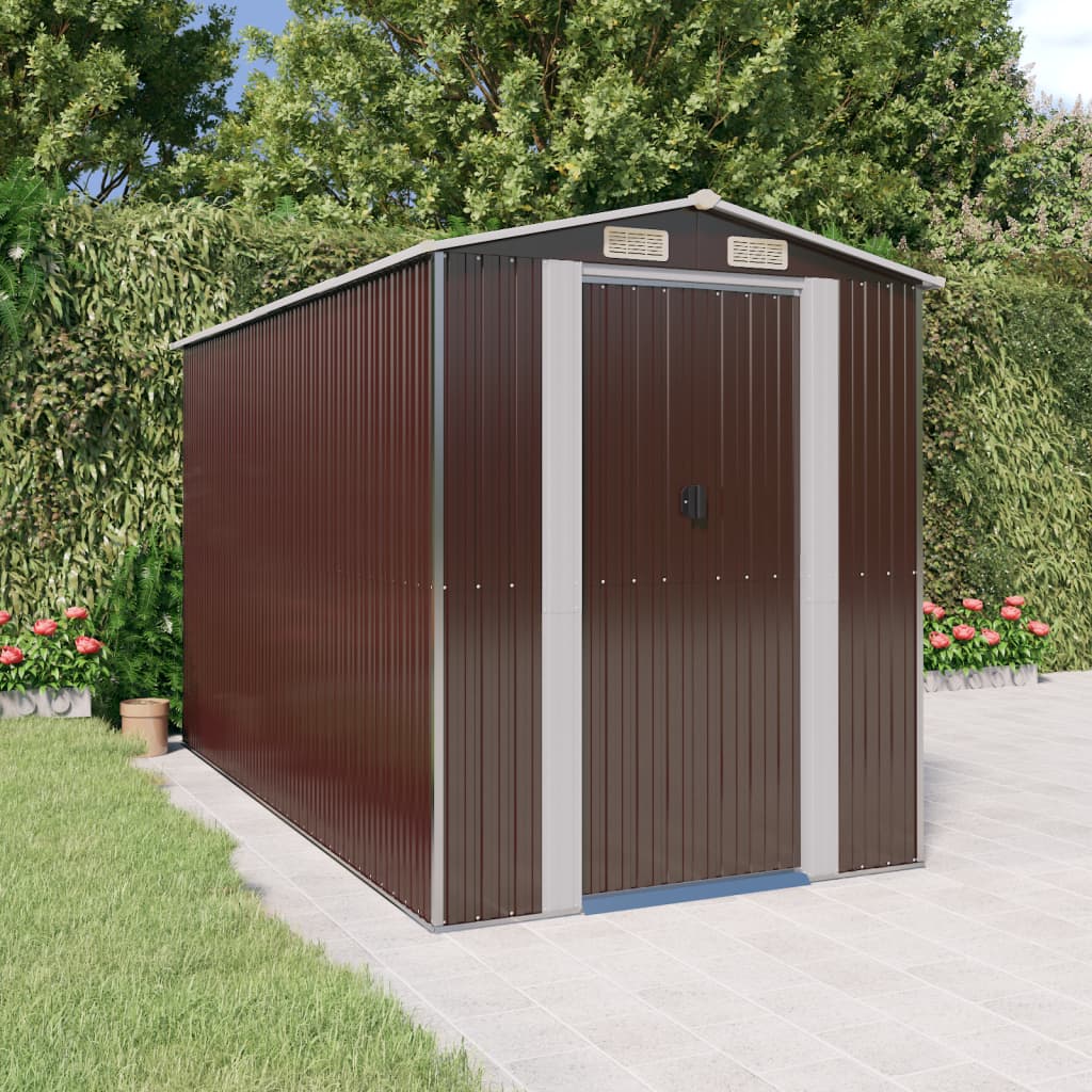 VidaXL Gartenhaus 192x357x223 cm verzinkter Stahl dunkelbraun