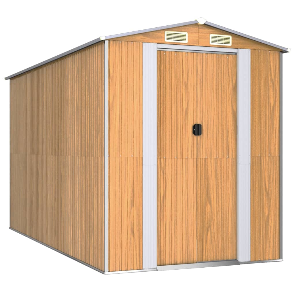 VidaXL Gartenhaus 192x357x223 cm verzinkter Stahl hellbraun
