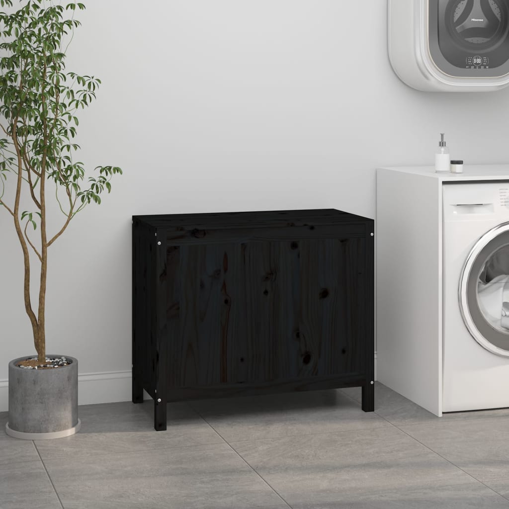 Vidaxx Wäschekorb 88,5x44x76 cm massives Kiefernholz schwarz