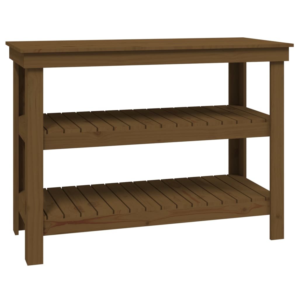 Vidaxx Werkbank 110,5x50x80 cm massives Kiefernholz honigbraun