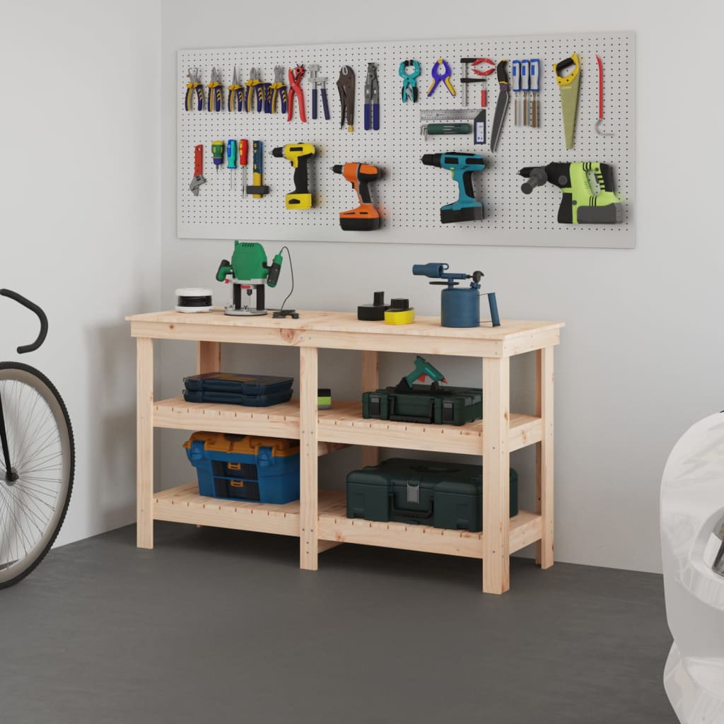 Vidaxx Werkbank 142,5x50x80 cm massives Kiefernholz