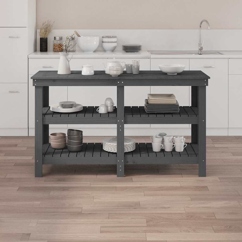 Vidaxx Werkbank 142,5x50x80 cm massives Kiefernholz grau