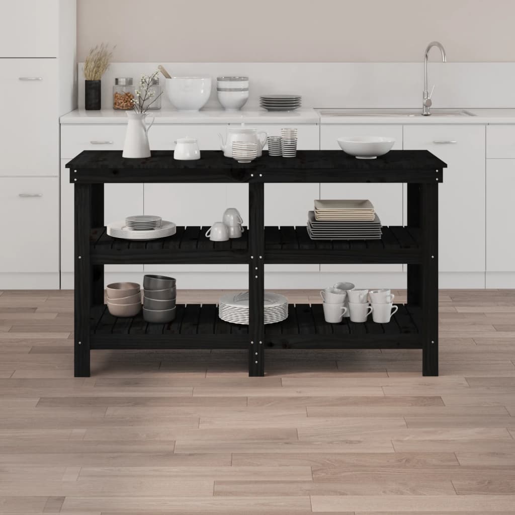 Vidaxx Werkbank 142,5x50x80 cm massives Kiefernholz schwarz