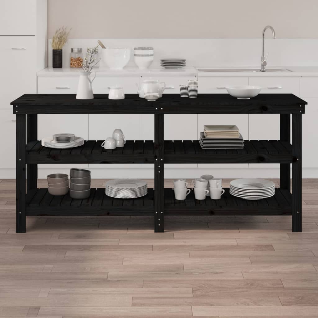 Vidaxx Werkbank 181x50x80 cm massives Kiefernholz schwarz