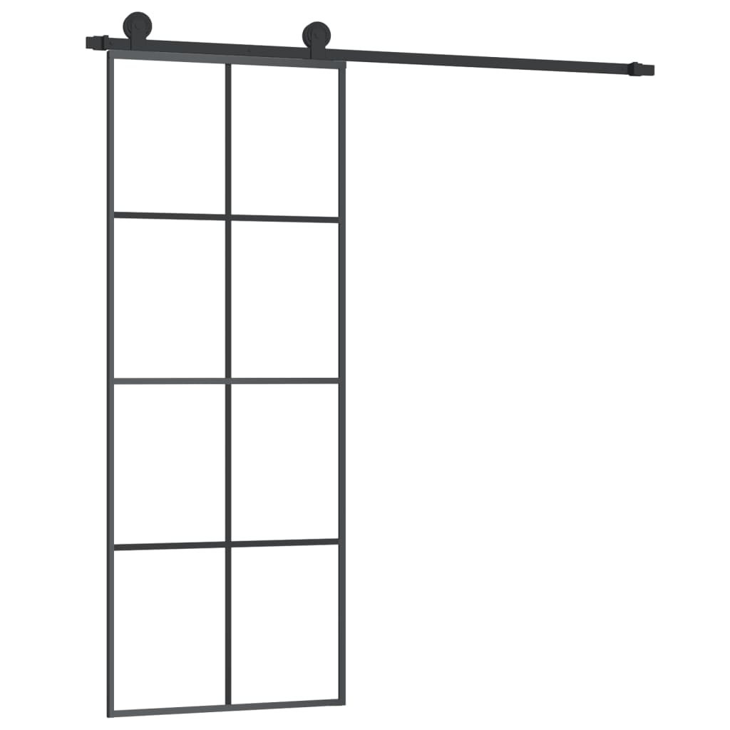 VidaXL Schiebetür mit Beschlägen 76x205 cm ESG-Glas und Aluminium