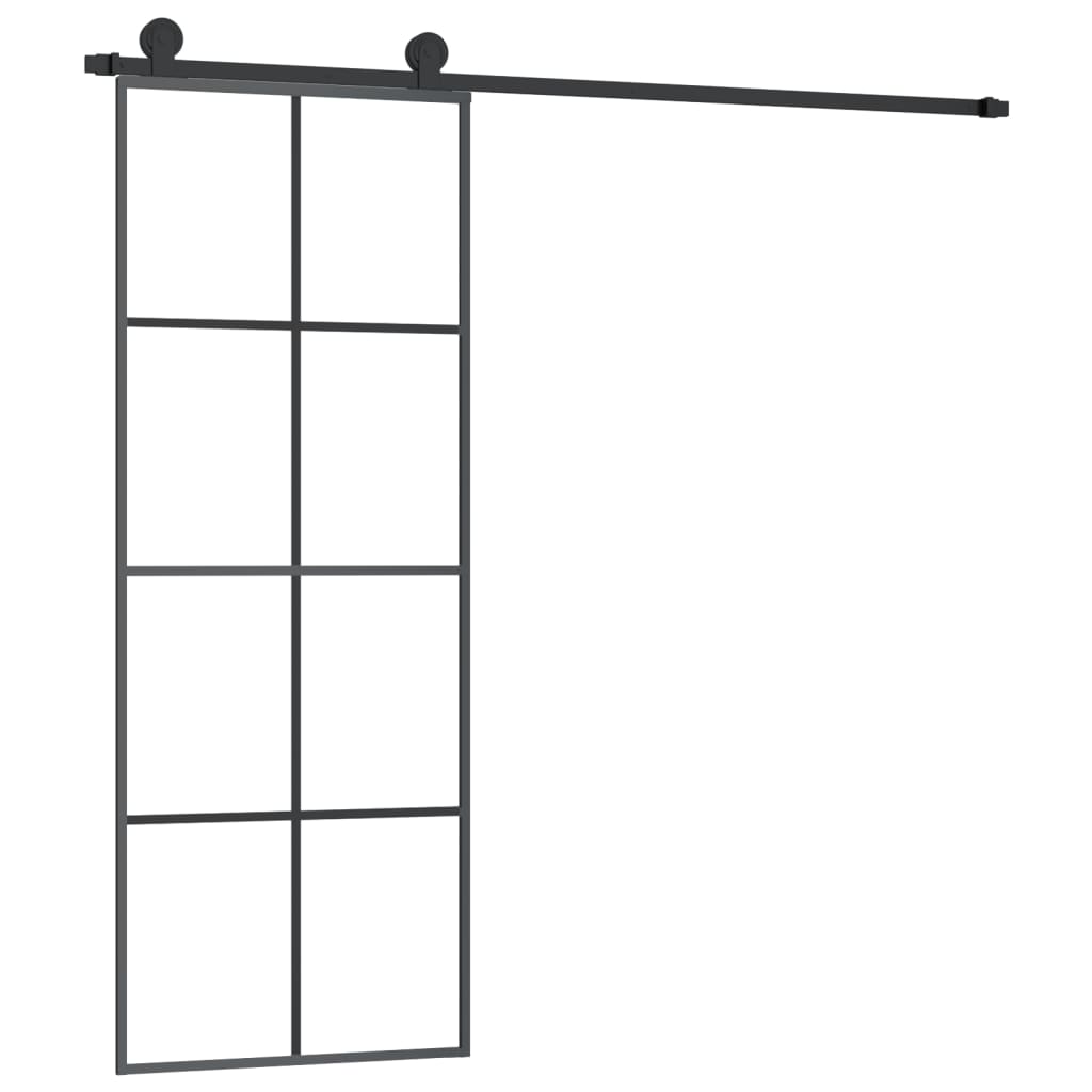 VidaXL Schiebetür mit Beschlägen 76x205 cm ESG-Glas und Aluminium