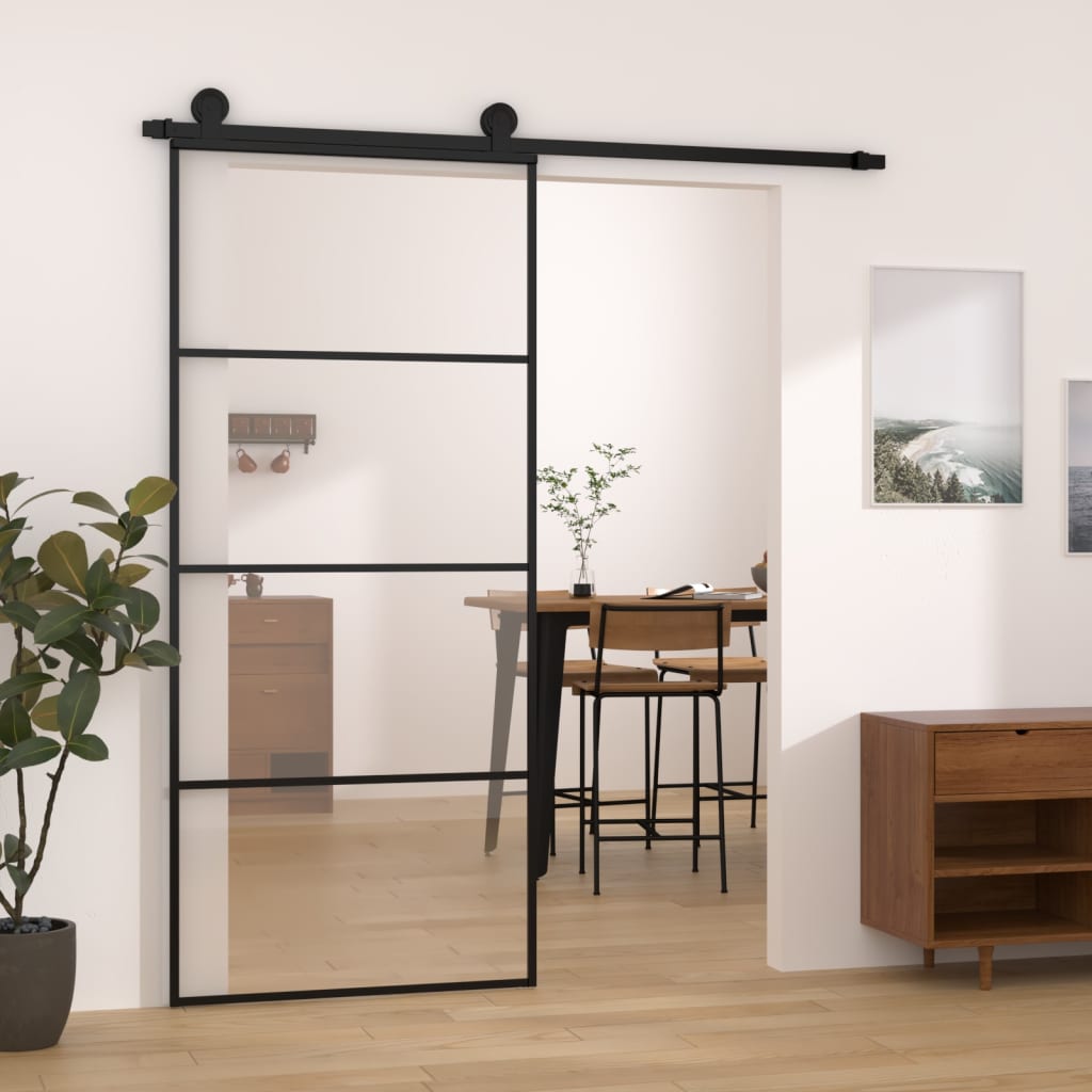 VidaXL Schiebetür mit Beschlägen 90x205 cm ESG-Glas und Aluminium